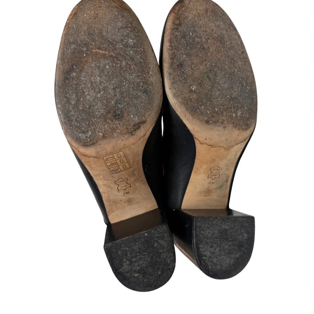 Tory Burch Kira Boots Womens 9M Black Leather Block Heel Gold Minimalist Luxury